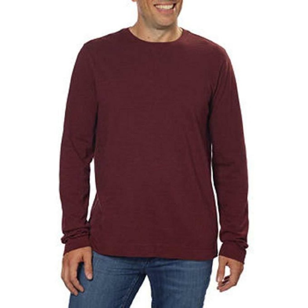 CALVIN KLEIN Maroon Cotton Long Sleeve Knit Shirt | Size L